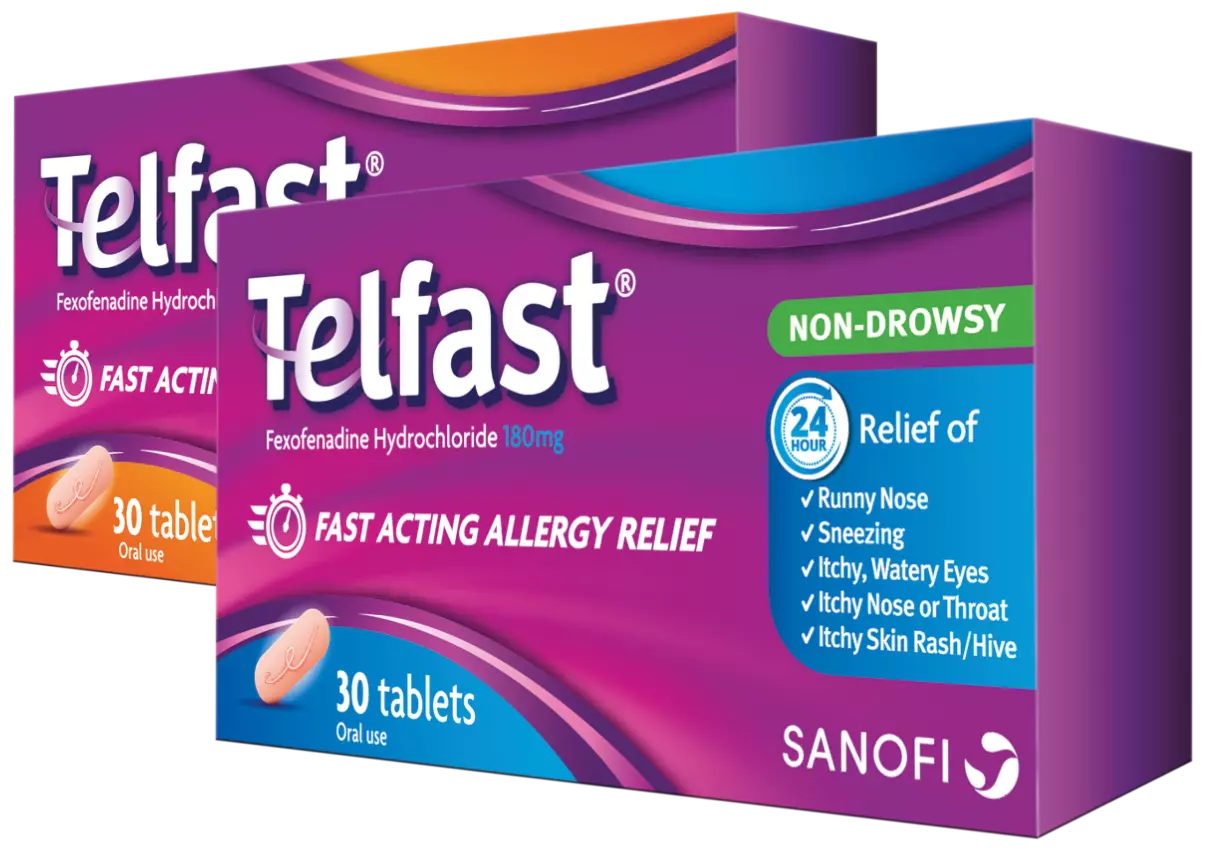 Product shots of Telfast® 120 & 180mg Tablets 